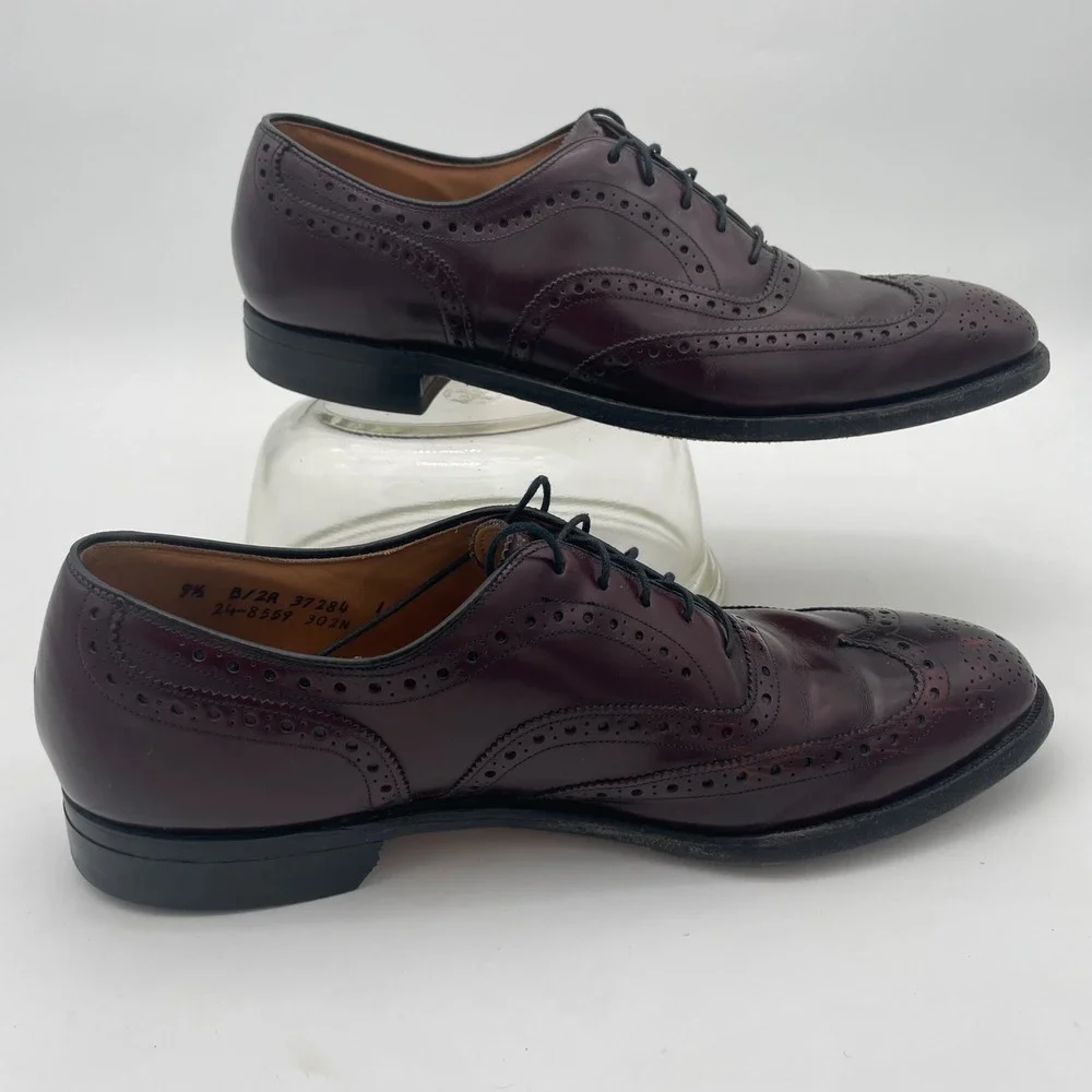 Johnston & Murphy Aristocraft Cordovan Leather‎ Wingtip Oxford Shoe 9.5 USA